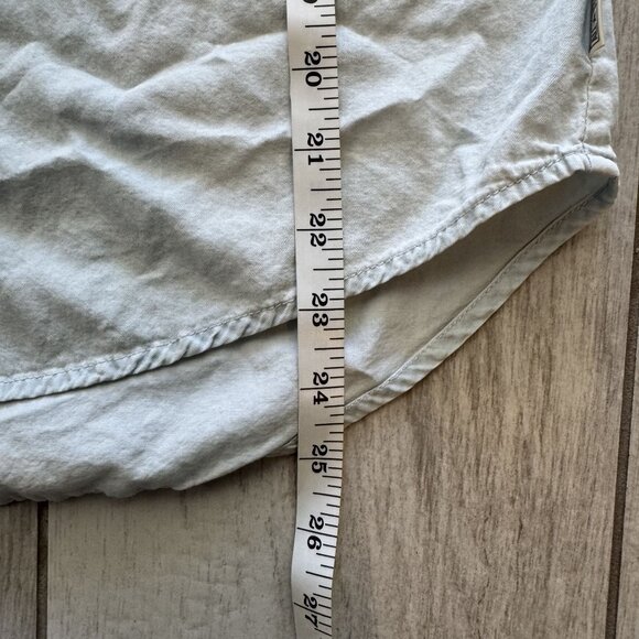 Converse All Star Sleeveless Button-Up Denim Shirt With Frayed Edges Faded Blue - Picture 8 of 8